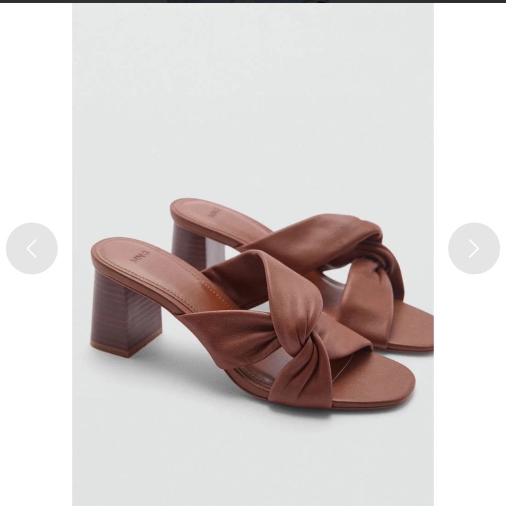 New Mango Tan Leather Mules sandals sz 40 / 9